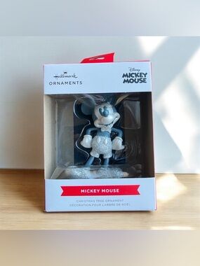 NEW Hallmark Disney Mickey Mouse Christmas Tree Ornament Silver Glitter Shimmer